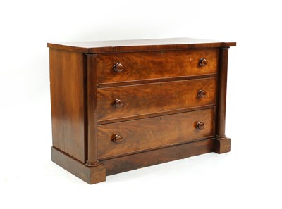 Lot 275 - A Victorian mahogany chest of three long drawers