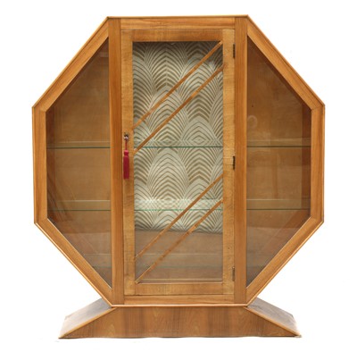 Lot 224 - An Art Deco walnut octagonal display cabinet