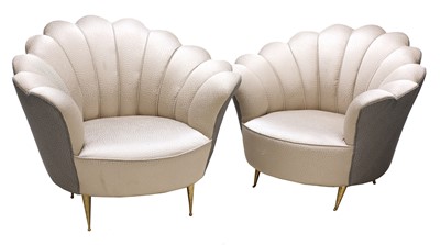 Lot 602 - A pair of Italian shell-shaped lounge chairs