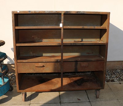Lot 354 - A vintage Industrial steel cabinet