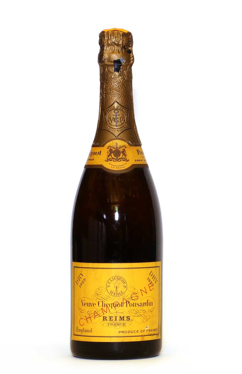Lot 3 - Veuve Clicquot Ponsardin, Reims, 1929, one bottle