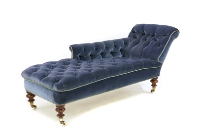 Lot 226 - A Victorian button upholstered chaise longue