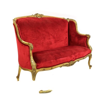Lot 227 - A French transitional style gilt framed sofa