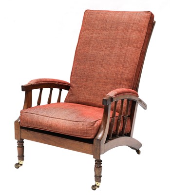 Lot 60 - A pair of Morris-type mahogany reclining armchairs