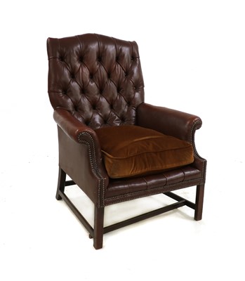 Lot 342 - A George III mahogany framed library armchair