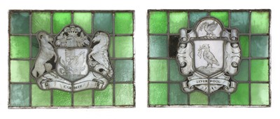 Lot 185 - Two stained glass panels