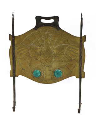 Lot 76 - An Arts and Crafts copper and steel-mounted fire screen