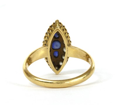 Lot 9 - An Edwardian 18ct gold sapphire and diamond marquise cluster ring