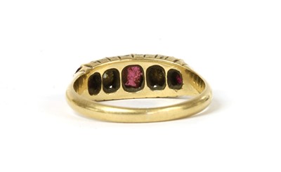 Lot 8 - A Victorian 18ct gold ruby and diamond five stone ring