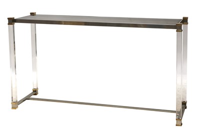 Lot 698 - A French chromed steel and lucite console