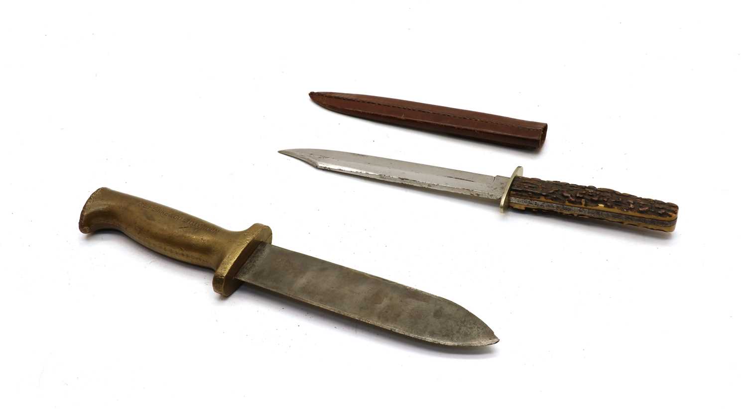 Lot 228 - A C E Heinke & Co. brass handled divers knife