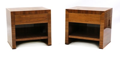 Lot 572 - A pair of contemporary walnut veneered bedside tables