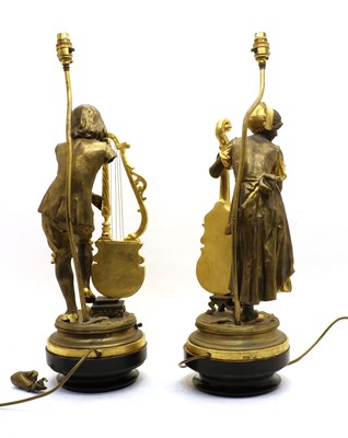 Lot 337 - A pair of gilt spelter figures of musicians