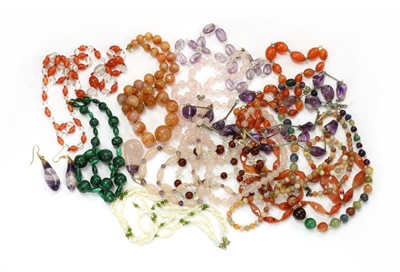 Lot 208 - A quantity of hardstone bead and semi-precious bead necklaces