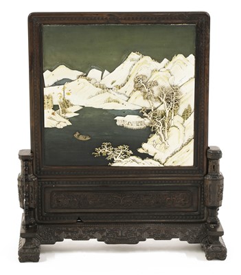 Lot 164 - A Chinese hardwood table screen