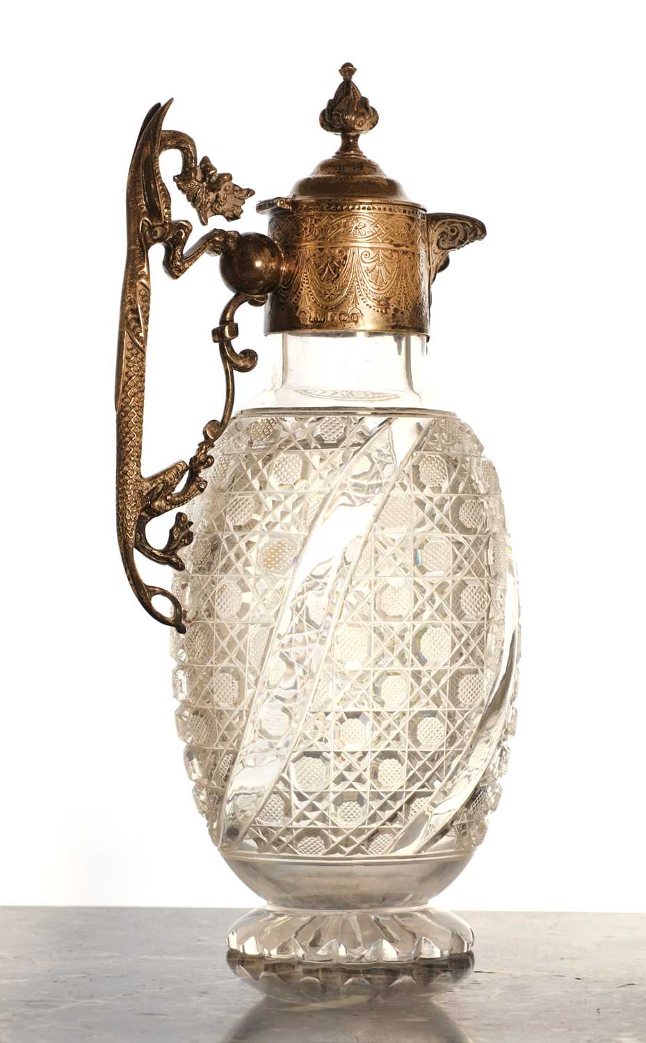 Lot 506 - A Victorian silver-mounted Stourbridge glass claret jug