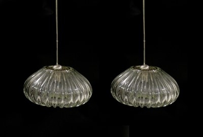 Lot 616 - A pair of Italian Vistosi 'Diamante' ceiling lights