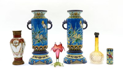 Lot 211 - A pair of French faience vases