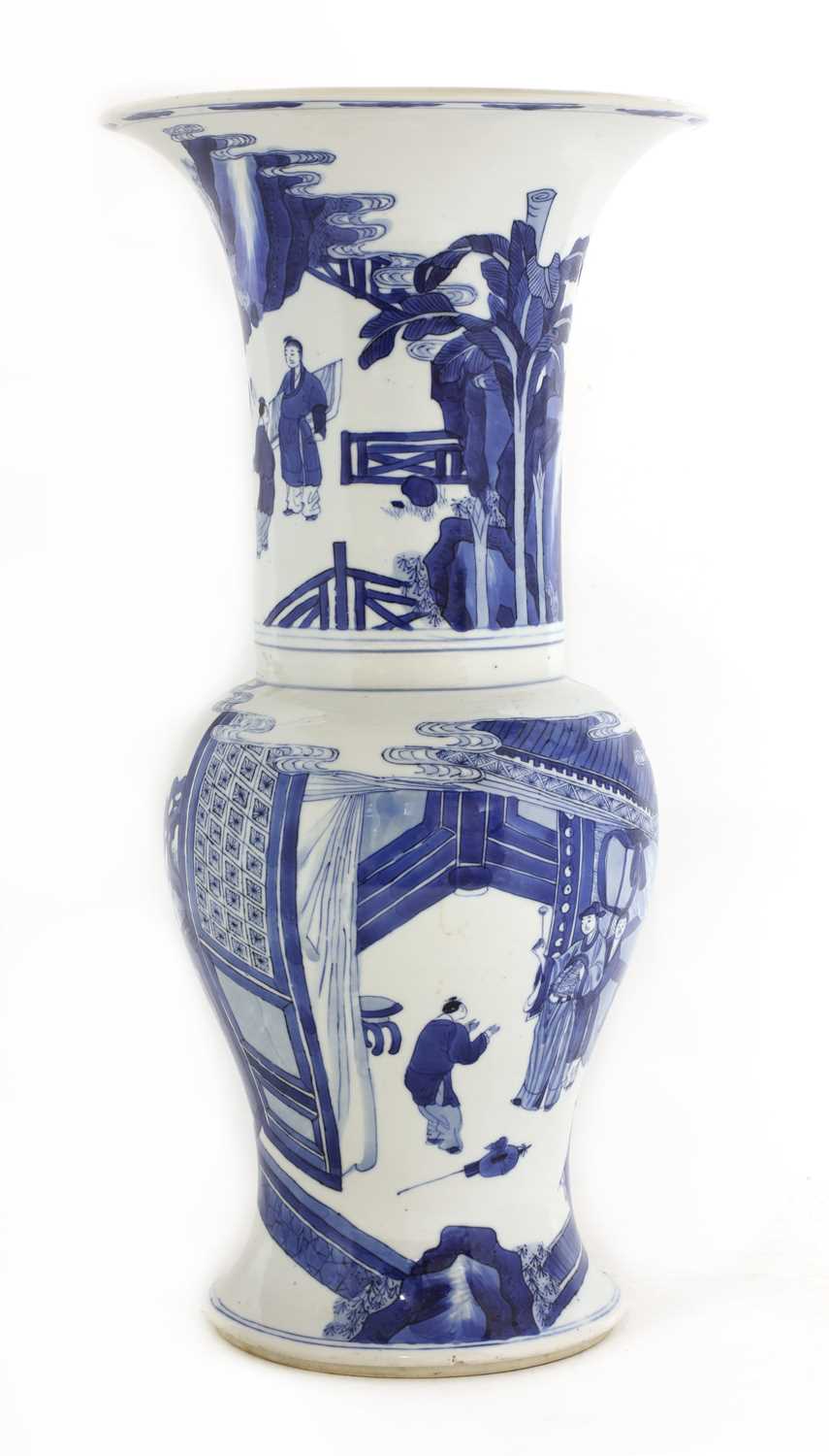Lot 12 - A Chinese blue and white 'phoenix tail' vase