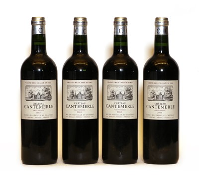 Lot 104 - Chateau Cantemerle, 5eme Cru Classe, Haut Medoc, 2005, four bottles