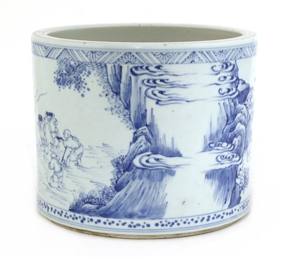 Lot 13 - A Chinese blue and white brush pot