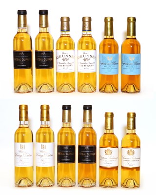 Lot 298 - Assorted sweet wine to include Ch Rieussec, 2010 and others, 2005 and 2010, 12 half bottles in total