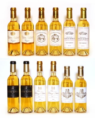 Lot 299 - Assorted 2014 sweet wine to include Ch Guiraud, Ch Coutet and others, twelve half bottles in total