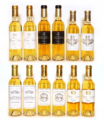 Lot 300 - Assorted 2014 sweet wine to include Ch Sigalas, Ch Coutet and others, 12 half bottles in total