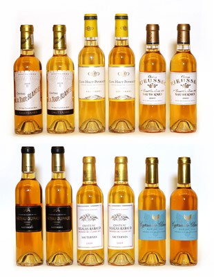 Lot 304 - Assorted 2009 sweet wine to include Ch Clos Haut Peyraguey and others, 12 half bottles in total