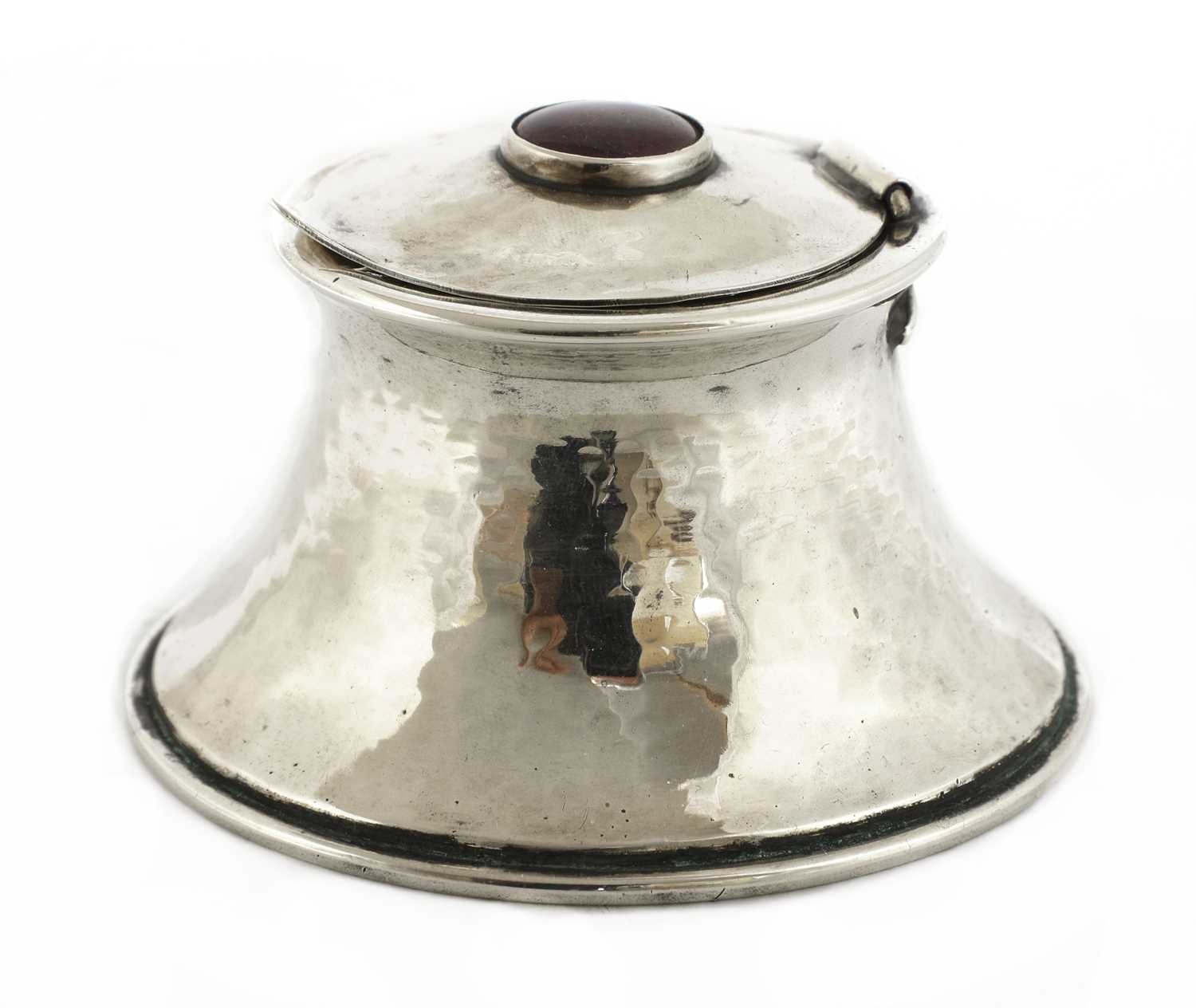 Lot 106 - A silver-plated capstan inkwell