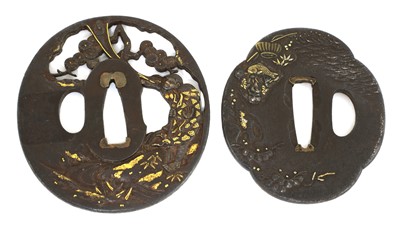 Lot 204 - Two Japanese bronze tsuba