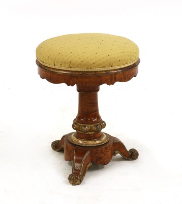 Lot 417 - A George IV maple and parcel gilt piano stool