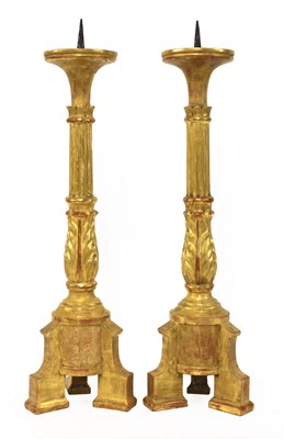 Lot 609 - A pair of Hungarian candlesticks