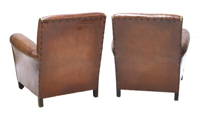 Lot 614 - A pair of French leather club chairs