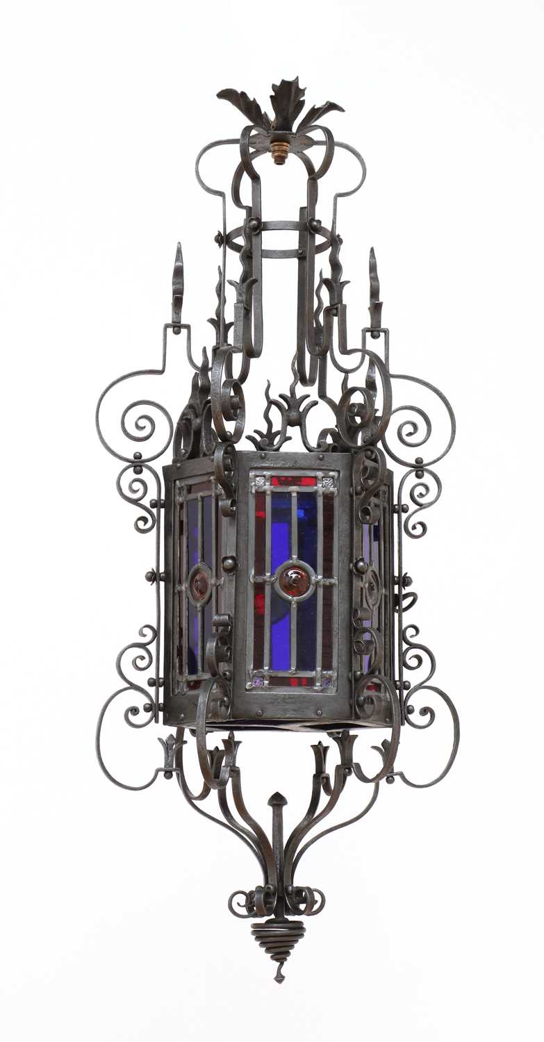 Wrought Iron and Brass Gothic Revival Lantern