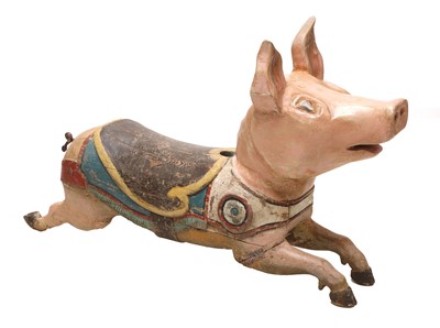 Lot 605 - A carousel pig galloper