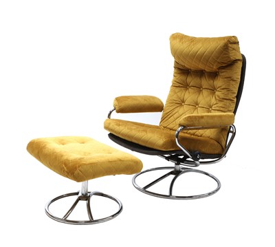 Lot 661 - A Norwegian 'Stressless' reclining armchair and footstool