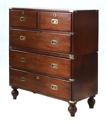 Lot 362A - A mahogany and brass-bound campaign chest