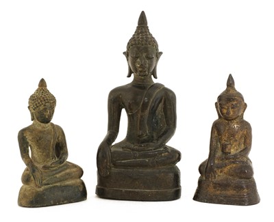 Lot 218 - Three bronze Buddha