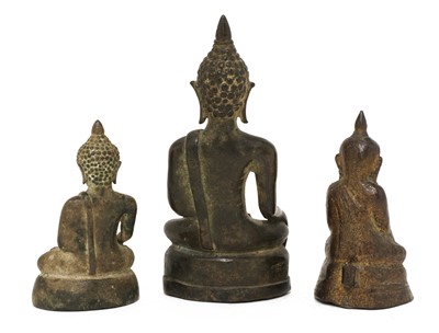 Lot 218 - Three bronze Buddha