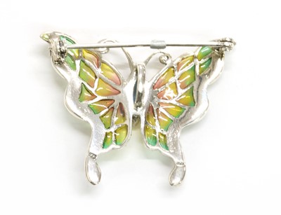Lot 219 - A silver plique-à-jour enamel butterfly brooch/pendant