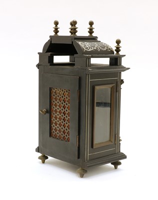 Lot 219 - A small 19th century Renaissance revival ebony veneer, ivory and gilt metal mantel clock