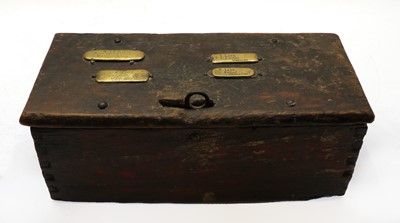 Lot 351 - An antique beechwood deed box