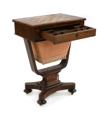 Lot 296 - An early Victorian rosewood and maple work table