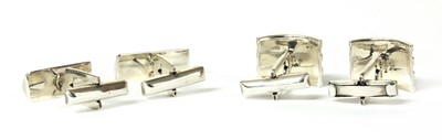 Lot 246 - Two pairs of silver cufflinks