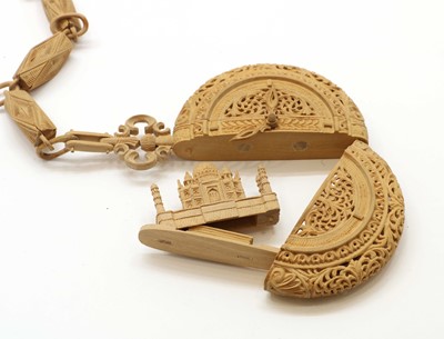 Lot 143 - An Indian carved sandal wood Taj Mahal 'pocket watch souvenir