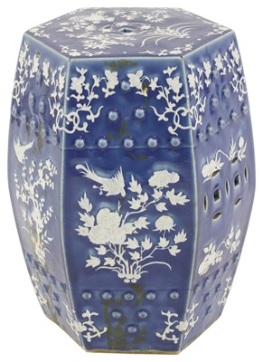 Lot 302 - A Chinese blue and white garden seat