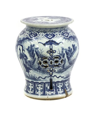 Lot 387 - A Chinese blue and white garden stool