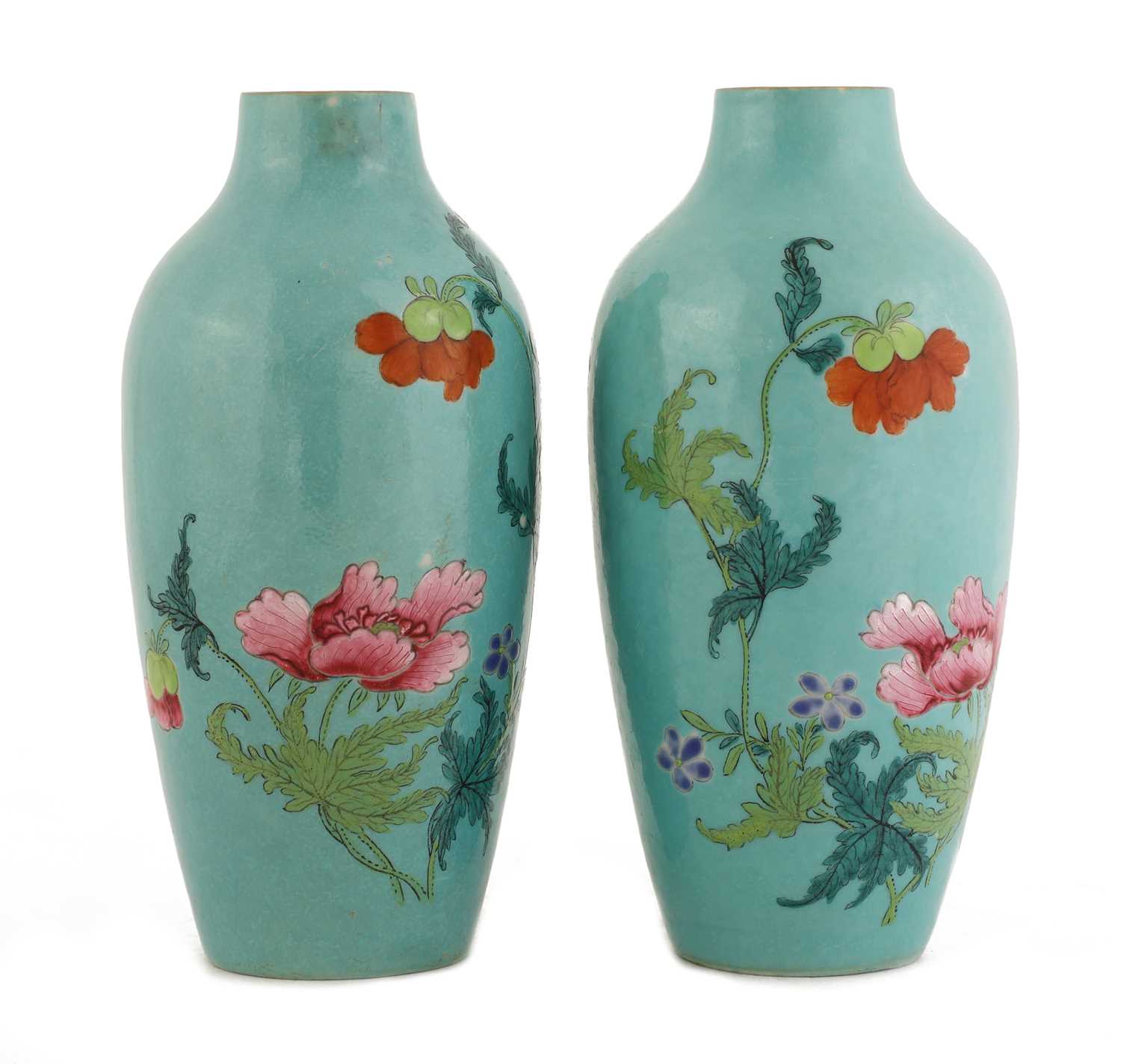 Lot 41 - A pair of Chinese famille rose vases