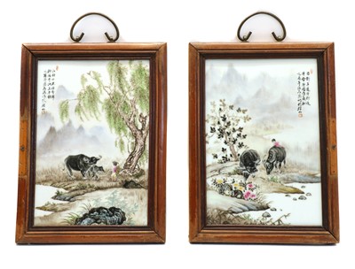 Lot 60 - A pair of Chinese enamelled porcelain plaques